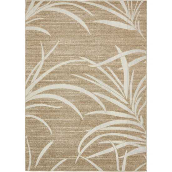 Rug Unique Loom Outdoor Botanical Beige Rectangular 7' 0 x 10' 0