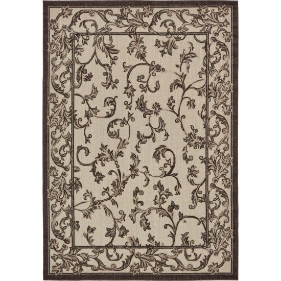 Rug Unique Loom Outdoor Botanical Beige/Dark Brown Rectangular 7' 0 x 10' 0