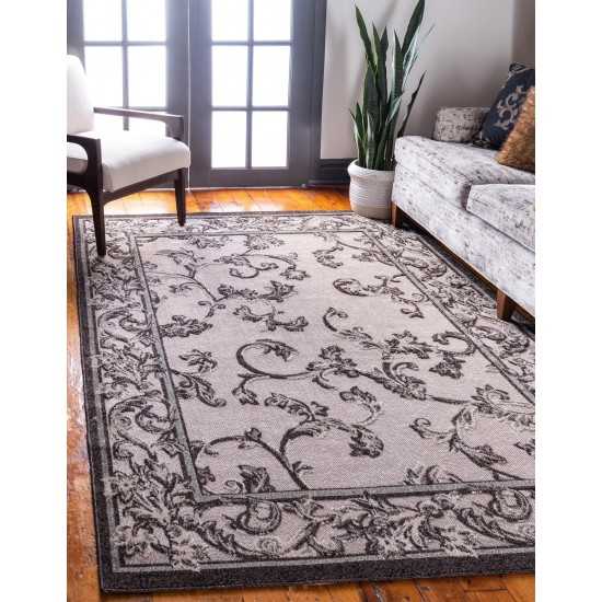 Rug Unique Loom Outdoor Botanical Beige/Dark Brown Rectangular 7' 0 x 10' 0