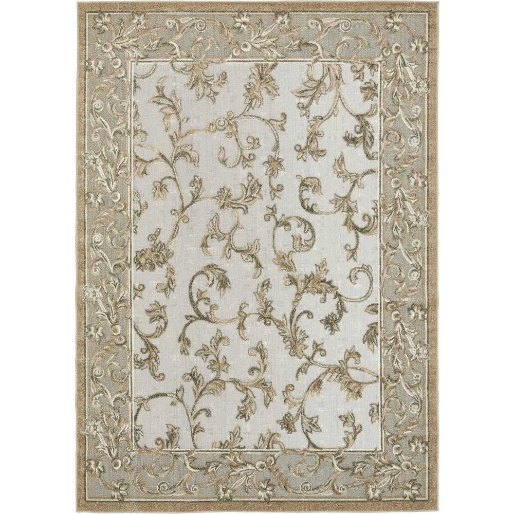 Rug Unique Loom Outdoor Botanical Beige/Gray Rectangular 7' 0 x 10' 0