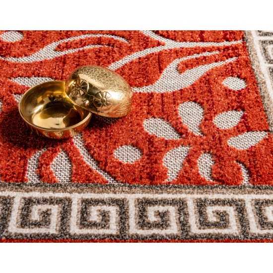 Rug Unique Loom Outdoor Botanical Rust Red Rectangular 7' 0 x 10' 0