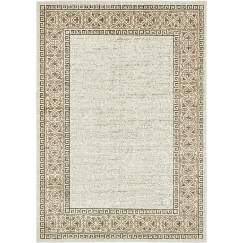 Rug Unique Loom Outdoor Botanical Ivory Rectangular 7' 0 x 10' 0