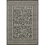 Rug Unique Loom Outdoor Botanical Black Rectangular 7' 0 x 10' 0