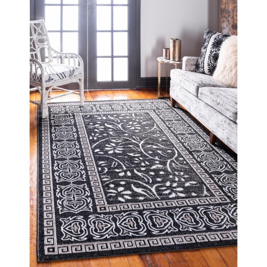 Rug Unique Loom Outdoor Botanical Black Rectangular 7' 0 x 10' 0