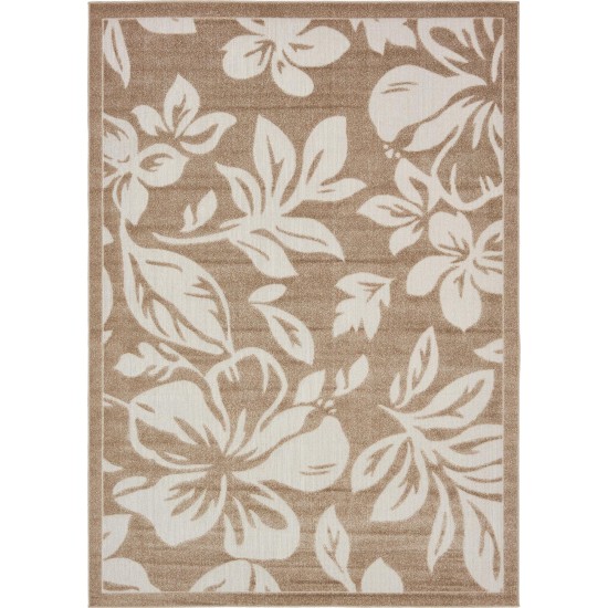 Rug Unique Loom Outdoor Botanical Beige Rectangular 7' 0 x 10' 0