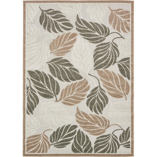 Rug Unique Loom Outdoor Botanical Beige/Gray Rectangular 7' 0 x 10' 0