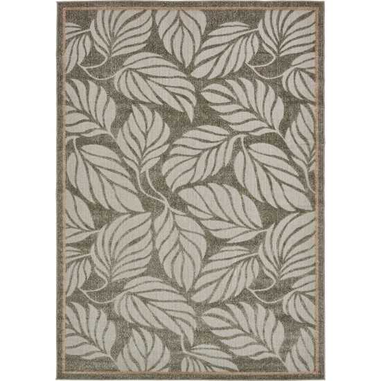 Rug Unique Loom Outdoor Botanical Gray Rectangular 7' 0 x 10' 0