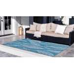 Rug Unique Loom Outdoor Botanical Teal Rectangular 6' 0 x 9' 0