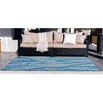 Rug Unique Loom Outdoor Botanical Teal Rectangular 6' 0 x 9' 0