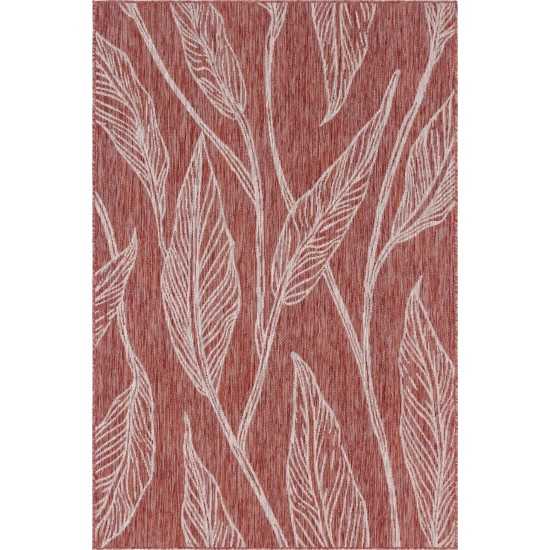 Rug Unique Loom Outdoor Botanical Rust Red Rectangular 6' 0 x 9' 0