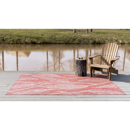 Rug Unique Loom Outdoor Botanical Rust Red Rectangular 6' 0 x 9' 0