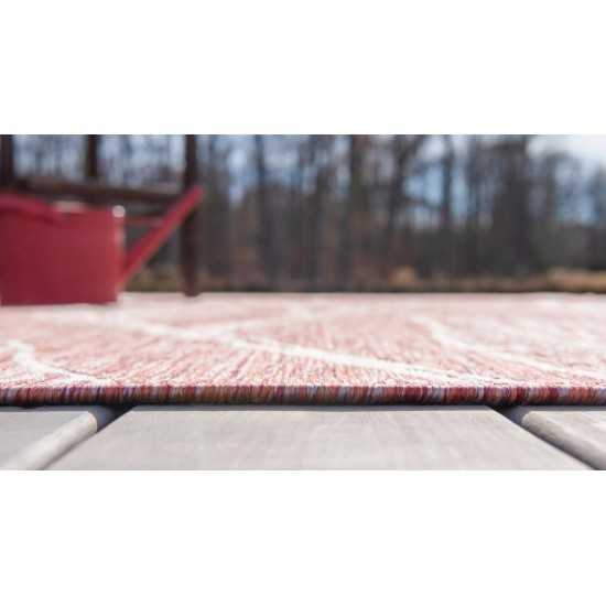 Rug Unique Loom Outdoor Botanical Rust Red Rectangular 6' 0 x 9' 0