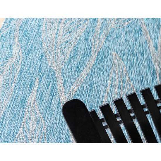 Rug Unique Loom Outdoor Botanical Aqua Blue Rectangular 6' 0 x 9' 0