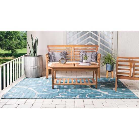 Rug Unique Loom Outdoor Botanical Teal Rectangular 6' 0 x 9' 0