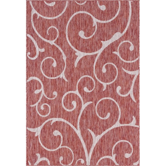 Rug Unique Loom Outdoor Botanical Rust Red Rectangular 6' 0 x 9' 0