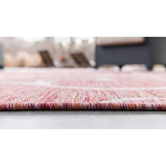 Rug Unique Loom Outdoor Botanical Rust Red Rectangular 6' 0 x 9' 0