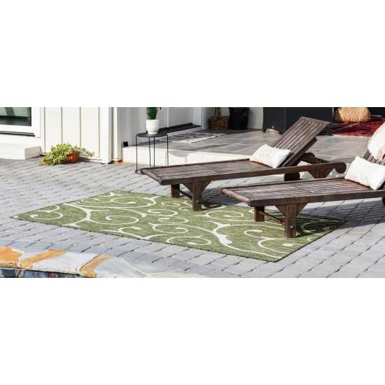 Rug Unique Loom Outdoor Botanical Green Rectangular 6' 0 x 9' 0