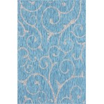 Rug Unique Loom Outdoor Botanical Aqua Blue Rectangular 6' 0 x 9' 0