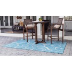 Rug Unique Loom Outdoor Botanical Aqua Blue Rectangular 6' 0 x 9' 0