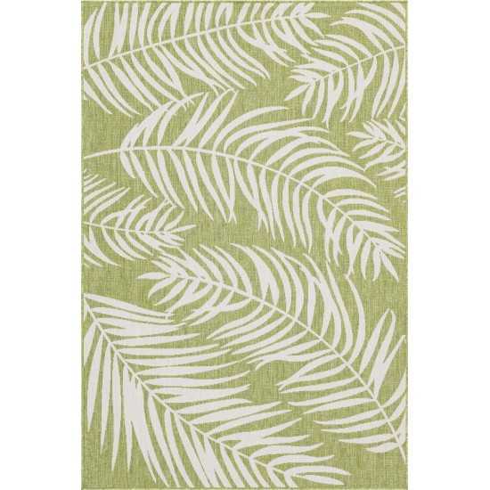 Rug Unique Loom Outdoor Botanical Green Rectangular 6' 0 x 9' 0