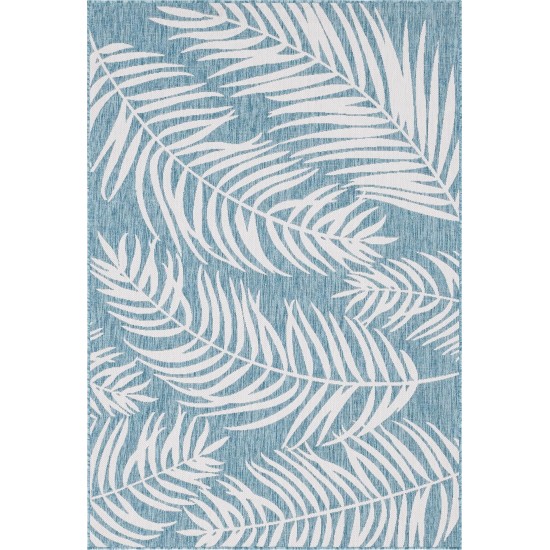 Rug Unique Loom Outdoor Botanical Blue Rectangular 6' 0 x 9' 0