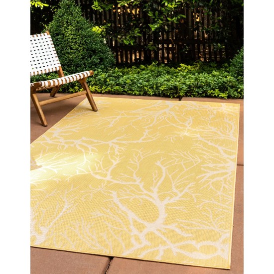 Rug Unique Loom Outdoor Botanical Yellow Rectangular 6' 0 x 9' 0