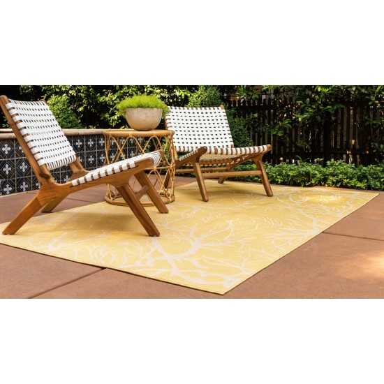 Rug Unique Loom Outdoor Botanical Yellow Rectangular 6' 0 x 9' 0