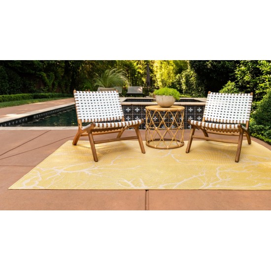 Rug Unique Loom Outdoor Botanical Yellow Rectangular 6' 0 x 9' 0
