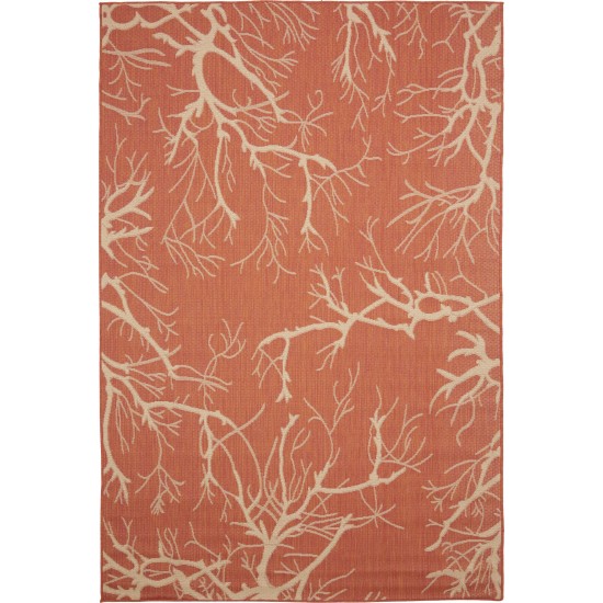 Rug Unique Loom Outdoor Botanical Terracotta Rectangular 6' 0 x 9' 0