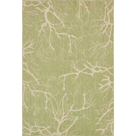 Rug Unique Loom Outdoor Botanical Light Green Rectangular 6' 0 x 9' 0