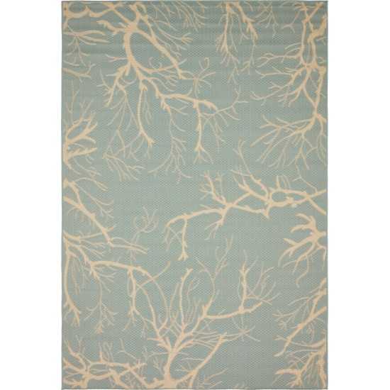 Rug Unique Loom Outdoor Botanical Light Blue Rectangular 6' 0 x 9' 0