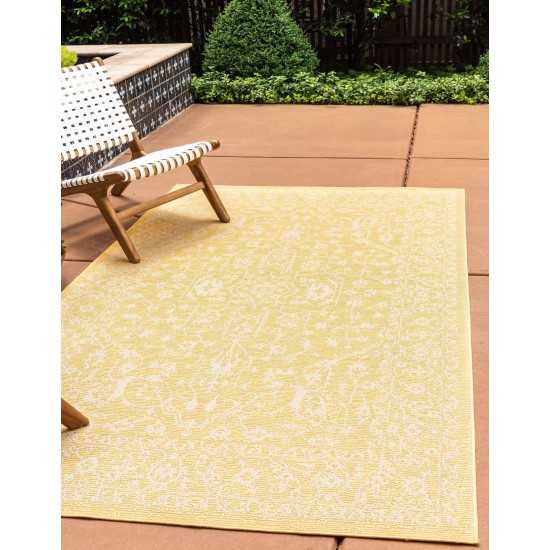 Rug Unique Loom Outdoor Botanical Yellow Rectangular 6' 0 x 9' 0