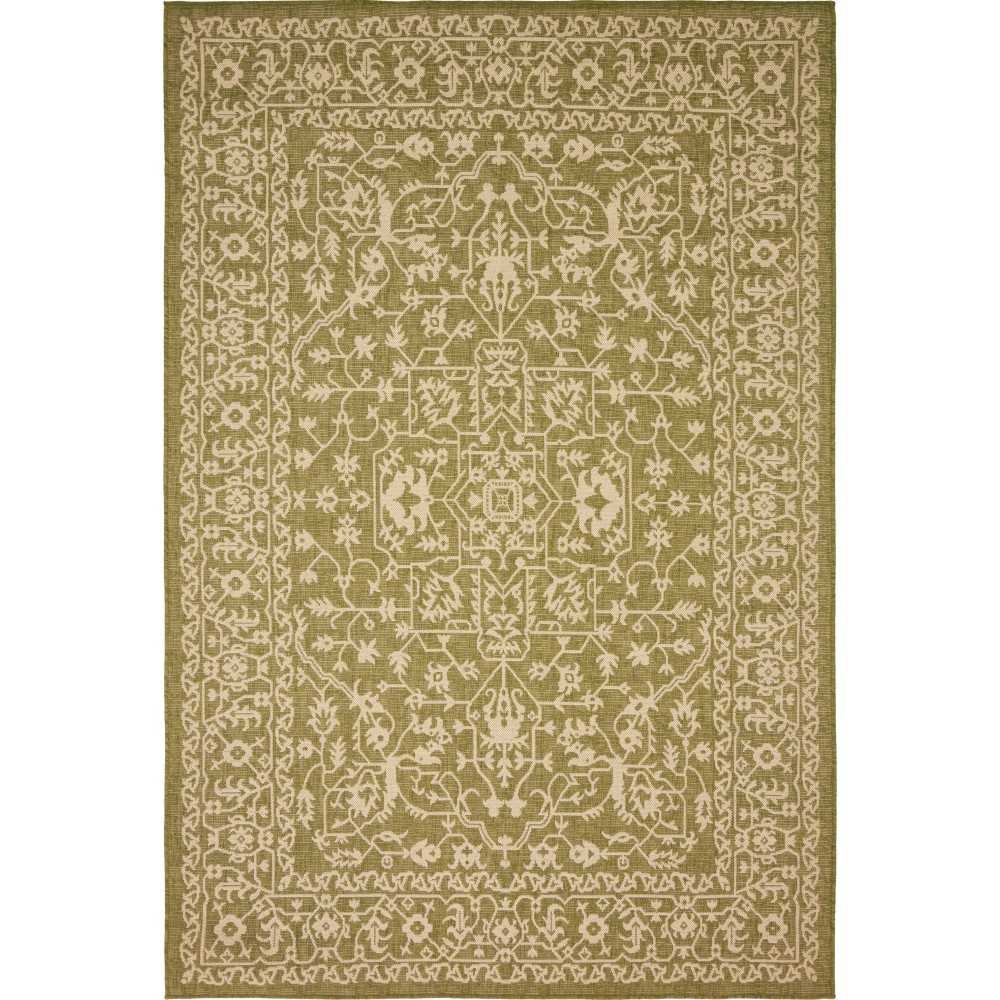 Rug Unique Loom Outdoor Botanical Light Green Rectangular 6' 0 x 9' 0