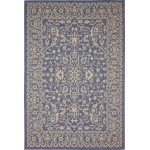 Rug Unique Loom Outdoor Botanical Navy Blue Rectangular 6' 0 x 9' 0