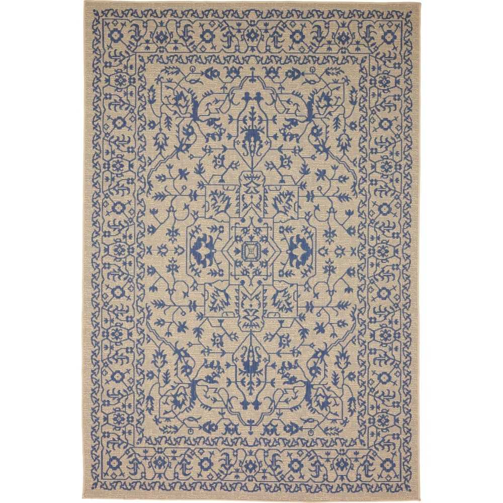 Rug Unique Loom Outdoor Botanical Beige/Blue Rectangular 6' 0 x 9' 0 Rug Unique Loom Outdoor Botanical Beige/Blue Rectangular 6' 0 x 9' 0