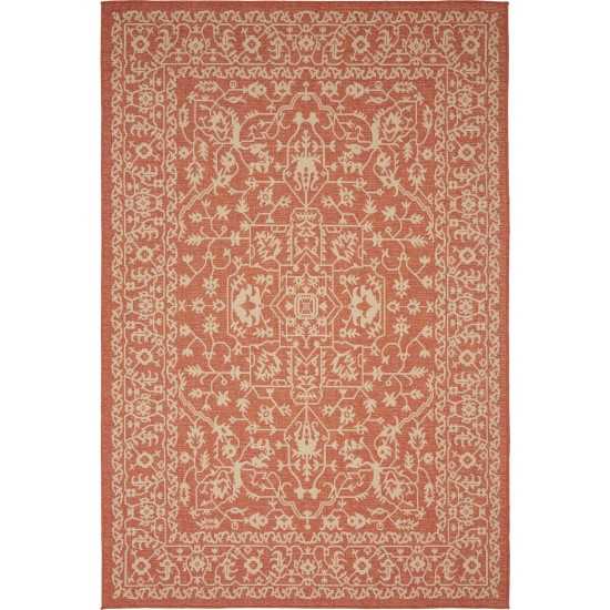 Rug Unique Loom Outdoor Botanical Terracotta Rectangular 6' 0 x 9' 0