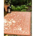 Rug Unique Loom Outdoor Botanical Terracotta Rectangular 6' 0 x 9' 0