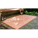 Rug Unique Loom Outdoor Botanical Terracotta Rectangular 6' 0 x 9' 0