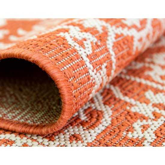 Rug Unique Loom Outdoor Botanical Terracotta Rectangular 6' 0 x 9' 0