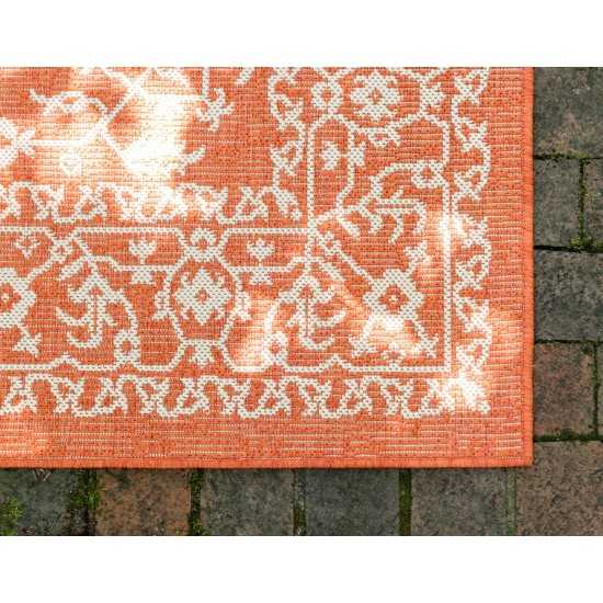 Rug Unique Loom Outdoor Botanical Terracotta Rectangular 6' 0 x 9' 0