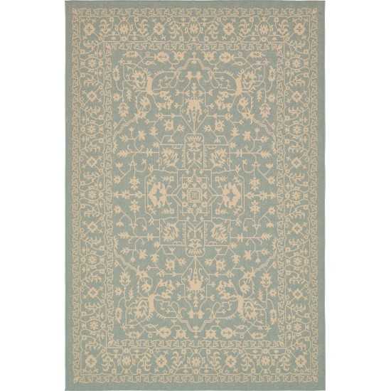 Rug Unique Loom Outdoor Botanical Light Blue Rectangular 6' 0 x 9' 0