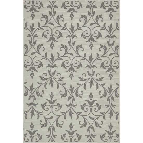 Rug Unique Loom Outdoor Botanical Gray Rectangular 6' 0 x 9' 0