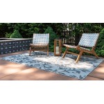 Rug Unique Loom Outdoor Botanical Gray Rectangular 6' 0 x 9' 0