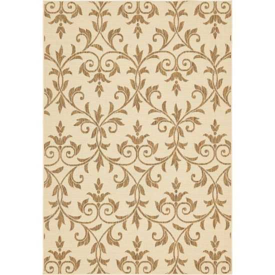 Rug Unique Loom Outdoor Botanical Beige Rectangular 6' 0 x 9' 0