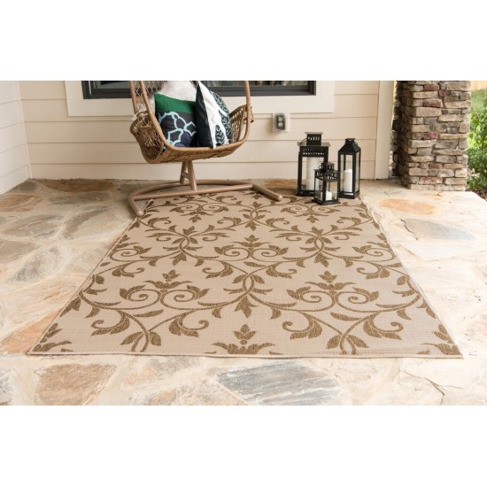 Rug Unique Loom Outdoor Botanical Beige Rectangular 6' 0 x 9' 0