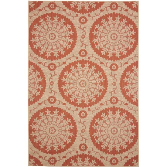 Rug Unique Loom Outdoor Botanical Terracotta Rectangular 6' 0 x 9' 0