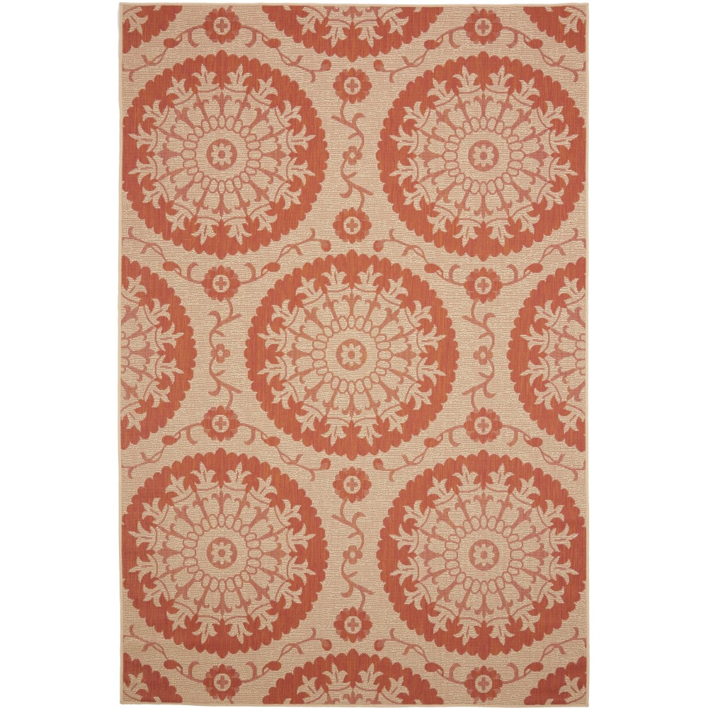 Rug Unique Loom Outdoor Botanical Terracotta Rectangular 6' 0 x 9' 0