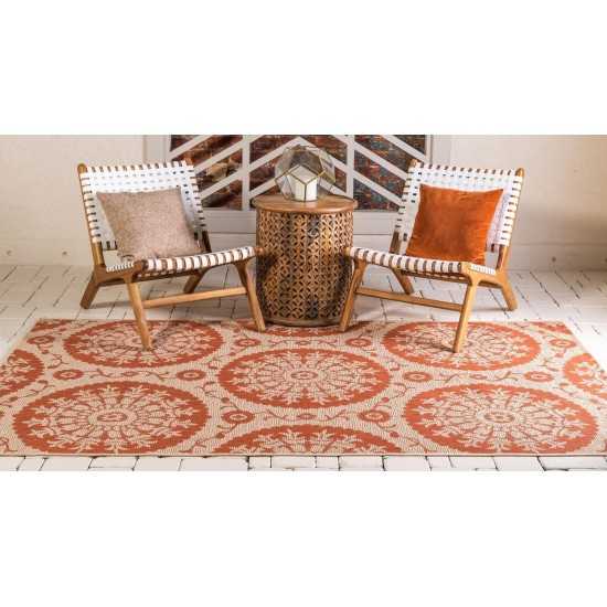 Rug Unique Loom Outdoor Botanical Terracotta Rectangular 6' 0 x 9' 0