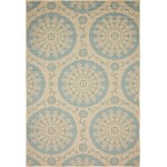 Rug Unique Loom Outdoor Botanical Light Blue Rectangular 6' 0 x 9' 0