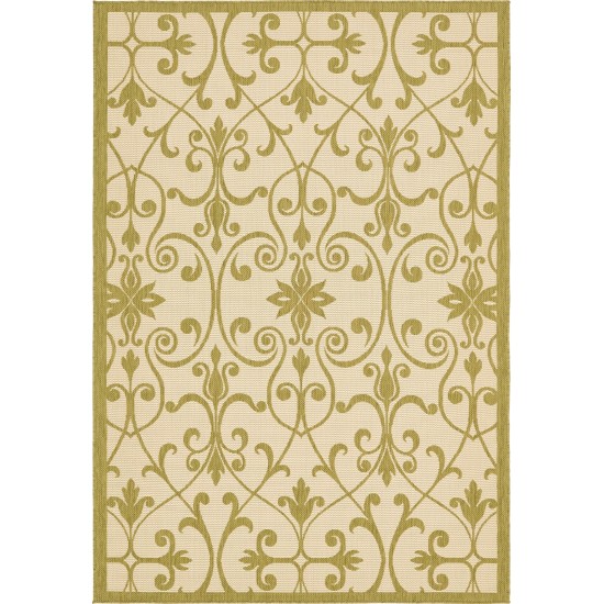 Rug Unique Loom Outdoor Botanical Light Green Rectangular 6' 0 x 9' 0